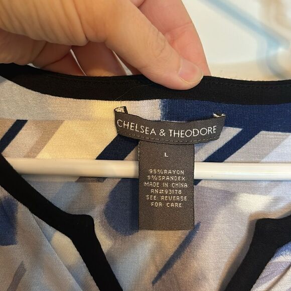 Chelsea & Theodore Women’s Blue White and Black Bodycon Mini Dress Size M - Picture 5 of 6